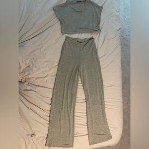 Tan Gray Two-Piece Set